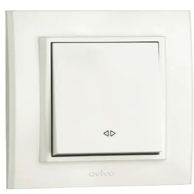 Intrerupator Cruce ST Mina Ovivo OV00428, 10A, 250V, IP20, natural alb