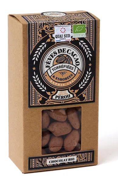 Boabe de cacao BIO invelite in ciocolata - Fevres de cacao, torrefiees