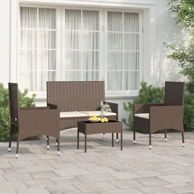 Gossi set mobilier de gradina cu perne, 4 piese, maro, poliratan