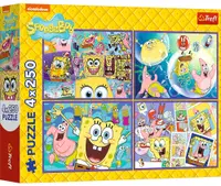 Puzzle Trefl din 4 x 250 piese - Lumea nebunească a lui SpongeBob