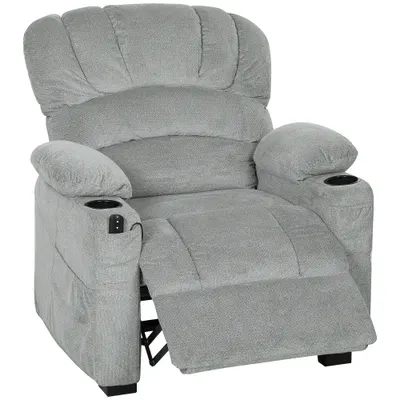 HOMCOM Fotoliu Relax Electric Reclinabil 150° cu Suport pentru Picioare, Șezut Lat, Silențios, Catifea, Gri | Aosom Romania