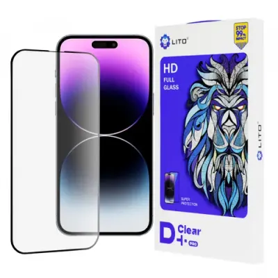 Folie de protectie Ecran Lito D+ Pro pentru Apple iPhone 14 Pro Max, Sticla Securizata, Full Glue