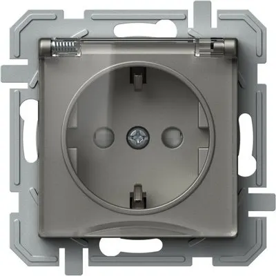 Logiq Priza SCHUKO cu capac borne automate 1P 16A Titan+Transparent, TEM Modul TEM-VQ13TTXO-U