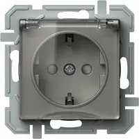 Logiq Priza SCHUKO cu capac borne automate 1P 16A Titan+Transparent, TEM Modul TEM-VQ13TTXO-U