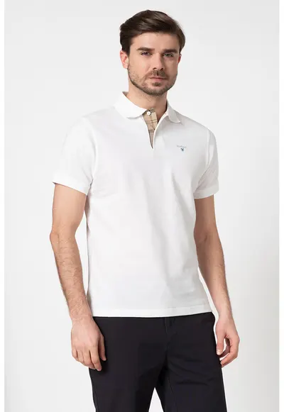 Tricou polo din pique - Alb