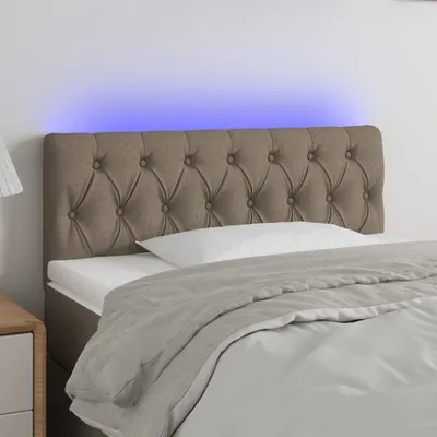 vidaXL Tăblie de pat cu LED, gri taupe, 100x7x78/88 cm, textil