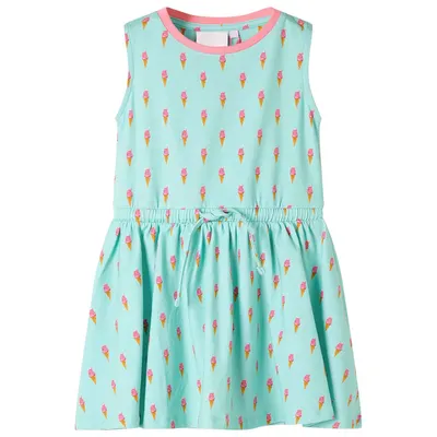 Rochie pentru copii cu șnur în talie, verde mentă deschis, 128