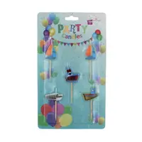 Set 5 lumânări party vaporașe multicolore
