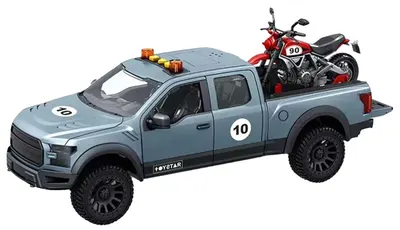 Set joc Jin Jia Toys - Pickup și motocicletă cu sunet și lumină