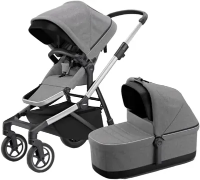Cărucior combinat 2 în 1 Thule - Sleek, Grey Melange Aluminum