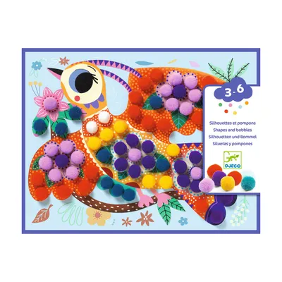 Colaje cu pompoane Djeco - Păsări magnifice