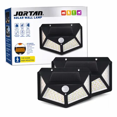 Set 2 x Lampa solara 100 LED Jortan, senzor de miscare