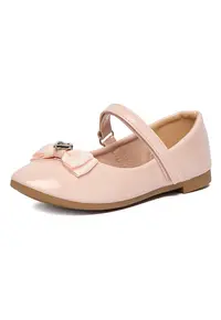 Balerini copii - material textil - cu fundita - sistem Velcro - Roz
