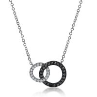 Lant cu pandantive rotunde din aur alb-negru cu diamante negre si incolore de 0.4ct