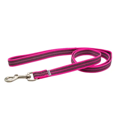 Lesa Herm. Sprenger din nailon pentru dresaj cu insertie cauciucata cu maner - Roz - 120 cm