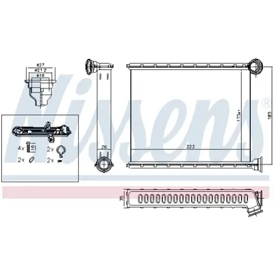 Schimbator caldura, incalzire habitaclu NISSENS 72962