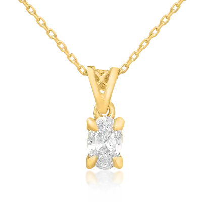 Lant cu pandantiv din aur galben cu diamant oval de 0.4ct