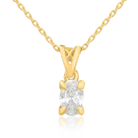 Lant cu pandantiv din aur galben cu diamant oval de 0.4ct