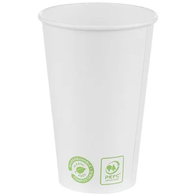 Pahare Carton Bio Albe, 480 ml, 50 buc