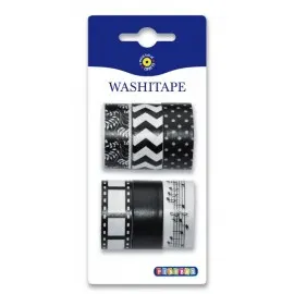 Set 6 benzi hartie Washi alb-negru