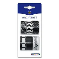 Set 6 benzi hartie Washi alb-negru