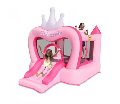 Saltea gonflabila Happy Hop Castel Printese cu loc de joaca si tobogan
