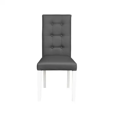 Scaun living TEO LUX, picioare lemn alb, piele ecologica gri, 46x60x98 cm