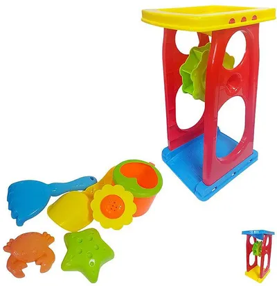 Set pentru nisip Raya Toys - roată de apă, 6 piese, galben