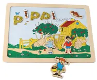 Maracas din lemn Tablă magnetică cu două fețe Pippi - Ciorapi lungi Pippi, 72 buc