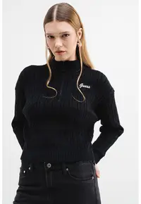Pulover cu model torsade - Negru