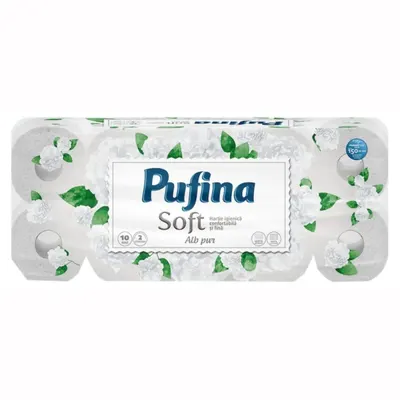 Hartie Igienica Pufina Soft, Alb Pur, 2 Straturi, 10 Role