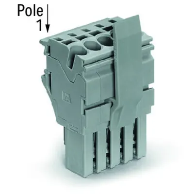1-conductor female plug; Locking lever; 2.5 mm²; 4-pole; 2,50 mm²; gray