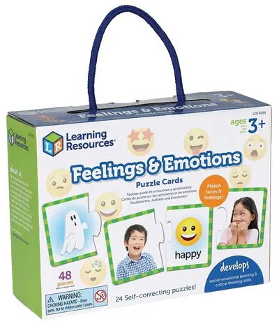 Joacă de copil Learning Resources - Cărți puzzle Sentimente și emoții, 48 de piese
