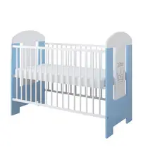 Set Patut din lemn cu inaltime saltea reglabila pe 3 nivele Ptilou Blue Prince + Saltea cocos 12 cm