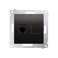 Priza telefon RJ12, maron mat metalic