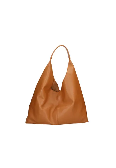 Geanta hobo de piele cu etui cu fermoar - Caramel