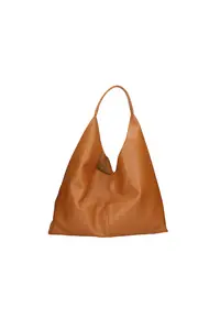 Geanta hobo de piele cu etui cu fermoar - Caramel