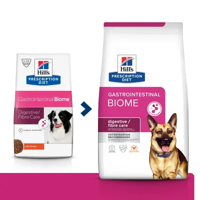 HILL'S Prescription Diet Gastrointestinal Biome, Pui, dietă veterinară câini, hrană uscată, afecțiuni digestive HILL'S Prescription Diet Gastrointestinal Biome, Pui, dietă veterinară câini, hrană uscată, sistem digestiv, 4kg