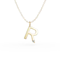 Lant cu pandantiv initiala R din aur galben cu diamant de 0.005ct