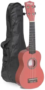 Ukulele soprano Stagg - US-LIPS, cu husă, roșu