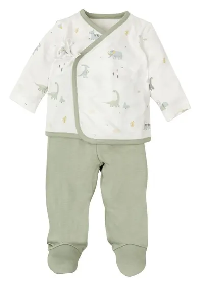 Set bebeluși Bimbidreams - TREX, 0-1 luni, alb/verde