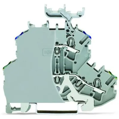 Double-deck terminal block; Ground conductor/through terminal block; PE/N; with marker carrier; for DIN-rail 35 x 15 and 35 x 7.5; 2.5 mm²; Push-in CAGE CLAMP®; 2,50 mm²; gray