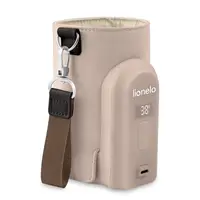 Incalzitor biberoane, Lionelo, ThermUp Go Evo, Portabil, Cu 5 niveluri de incalzire, Cu buton Safety Control, Mentinere caldura pana la 9h, Incarcare USB, Bej inchis