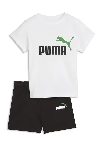 Set de tricou si pantaloni scurti Minicats - Alb/Negru/Alb optic