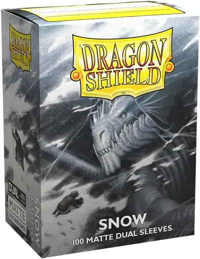 Protecții pentru cărți Dragon Shield - Matte Dual Sleeves Standard Size, Snow (100 buc.)