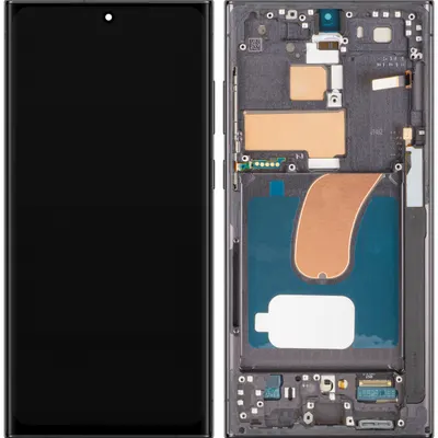Display cu Touchscreen MP compatibil cu Samsung Galaxy S23 Ultra S918, cu Rama, Versiune OLED, Negru