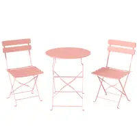 Outsunny Set bistro de grădină 3 piese Masă și 2 scaune pliante cu lamele Dublă protecție anti-rugină Roz | Aosom Romania