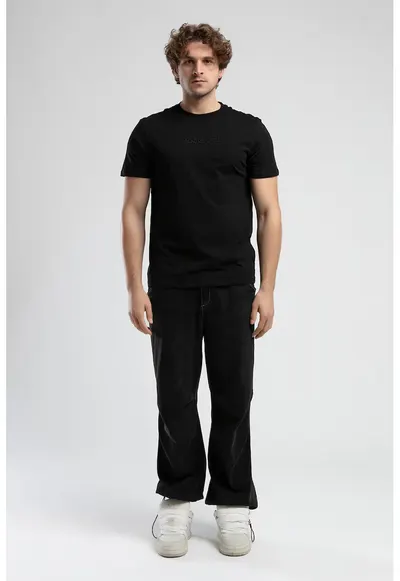 Tricou cu detaliu cu broderie logo Empire - Negru
