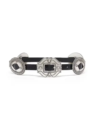 Curea de piele cu elemente metalice - Negru