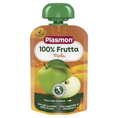 Piure din pulpa de mere si banane cu vitamina C, 100g, Plasmon